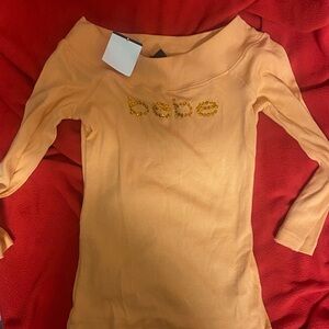 Bebe Tangerine Off-Shoulder Top